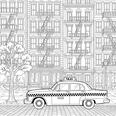 Yellow Taxi - free printable coloring page