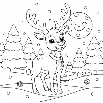 Friendly Reindeer - free printable coloring page