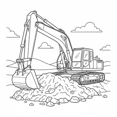 Mighty Excavator - free printable coloring page