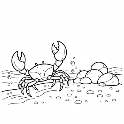 Crab on Beach - free printable coloring page