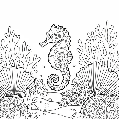 Little Seahorse - free printable coloring page