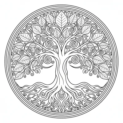 Tree of Life Mandala - free printable coloring page