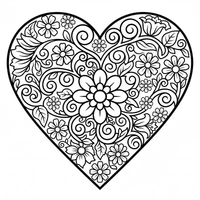 Heart Mandala - free printable coloring page