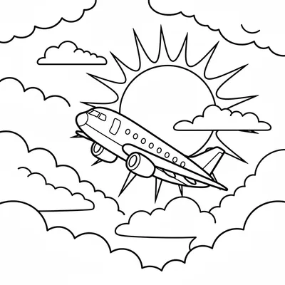 Soaring Airplane - free printable coloring page