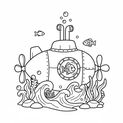 Yellow Submarine - free printable coloring page