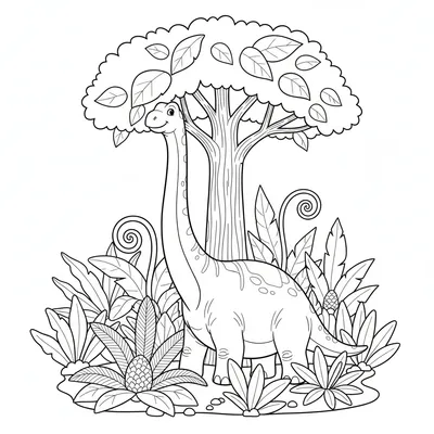 Gentle Brontosaurus - free printable coloring page