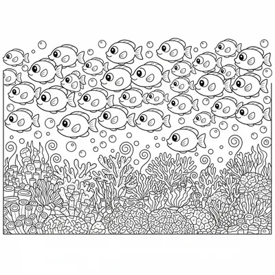 School of Fish - free printable coloring page