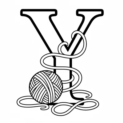 Letter Y with Yarn - free printable coloring page