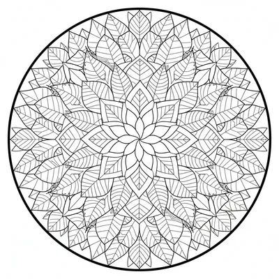 Leaf Mandala - free printable coloring page