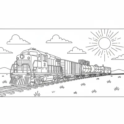 Freight Train - free printable coloring page