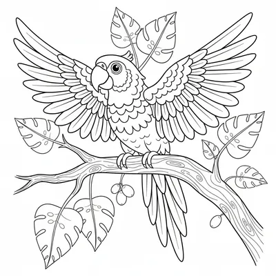 Talking Parrot - free printable coloring page