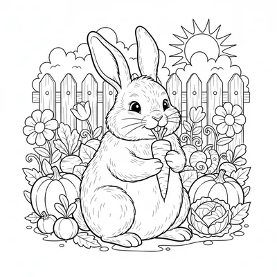 Snuggly Rabbit - free printable coloring page