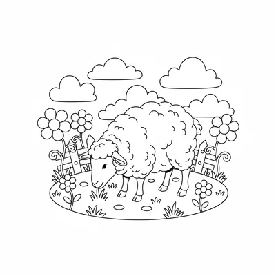 Woolly Sheep - free printable coloring page