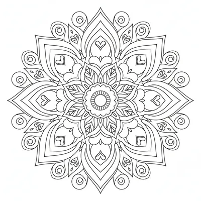Simple Flower Mandala - free printable coloring page