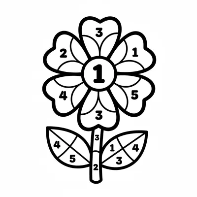 Color by Number Flower - free printable coloring page