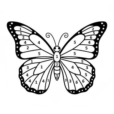 Color by Number Butterfly - free printable coloring page