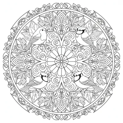 Bird Mandala - free printable coloring page