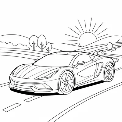 Sports Car - free printable coloring page