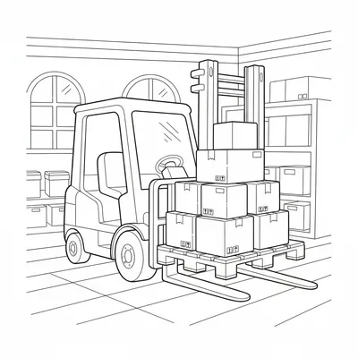 Yellow Forklift - free printable coloring page