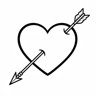 Valentine Heart with Arrow - free printable coloring page