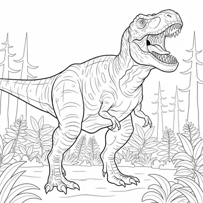 Mighty T-Rex - free printable coloring page