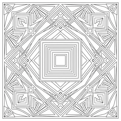 Geometric Square Mandala - free printable coloring page