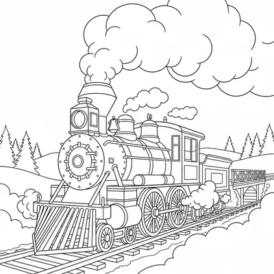 Steam Train - free printable coloring page