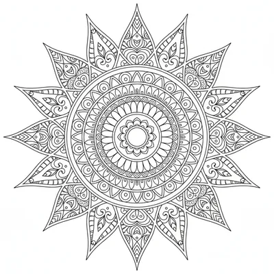 Sun Mandala - free printable coloring page