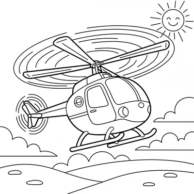 Spinning Helicopter - free printable coloring page