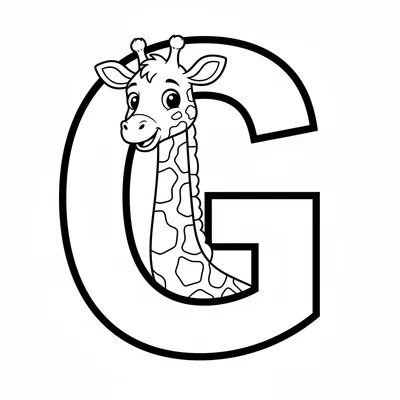 Letter G with Giraffe - free printable coloring page