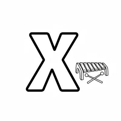 Letter X with Xylophone - free printable coloring page
