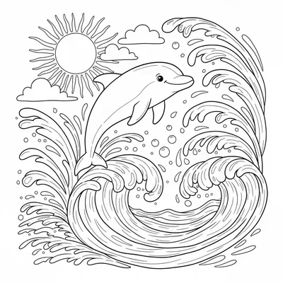 Leaping Dolphin - free printable coloring page