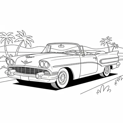 Vintage Convertible - free printable coloring page