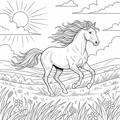 Prancing Horse - free printable coloring page