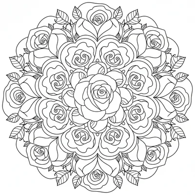 Rose Mandala - free printable coloring page