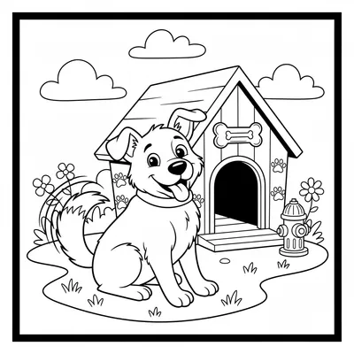 Friendly Dog - free printable coloring page