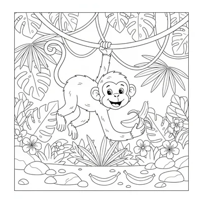 Playful Monkey - free printable coloring page