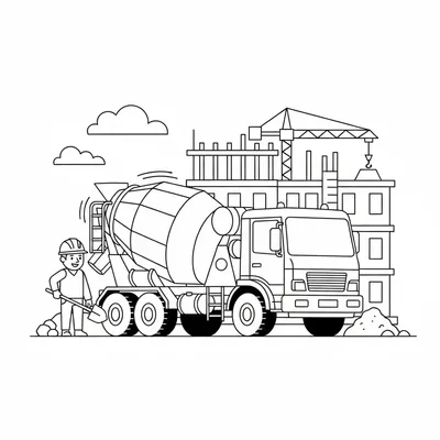 Cement Mixer - free printable coloring page