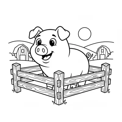 Gentle Pig - free printable coloring page
