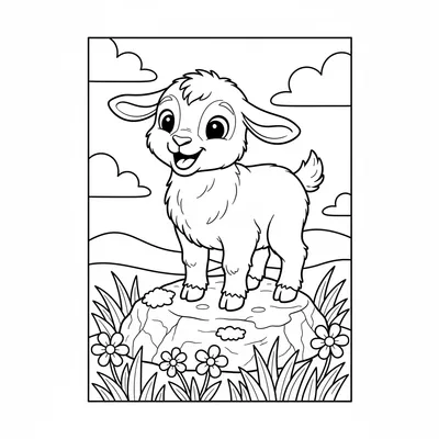 Playful Goat - free printable coloring page