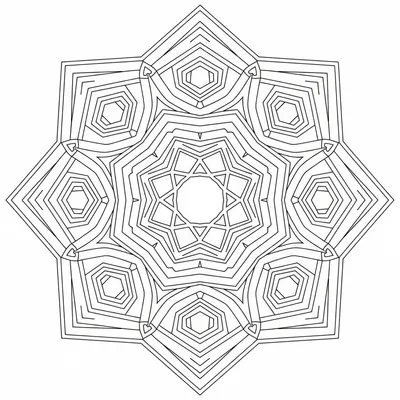 Six-Pointed Star Mandala - free printable coloring page